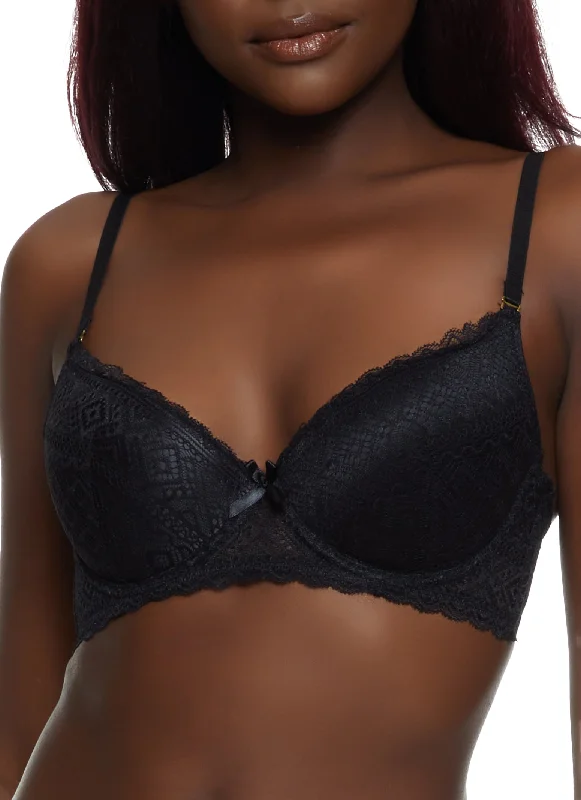 Price Slash Aztec Lace Trim Plunge Bra