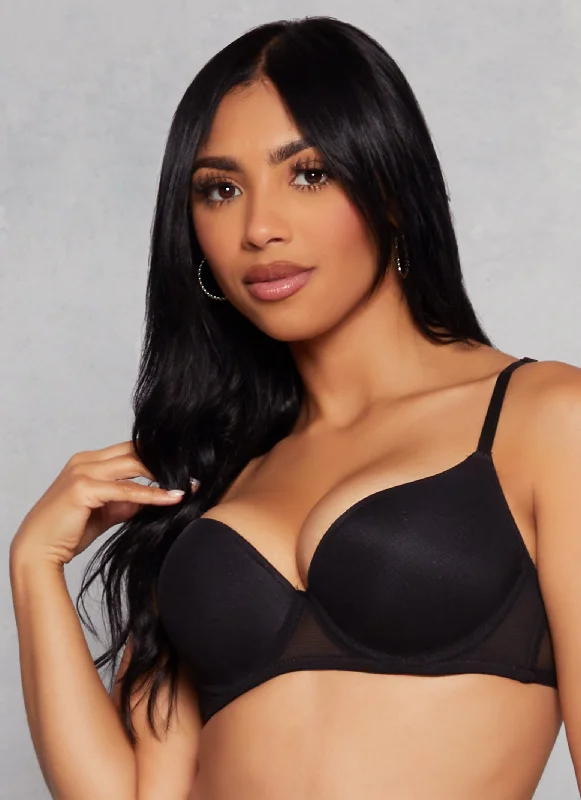 Bargain Prices Mesh Detail Plunge Bra