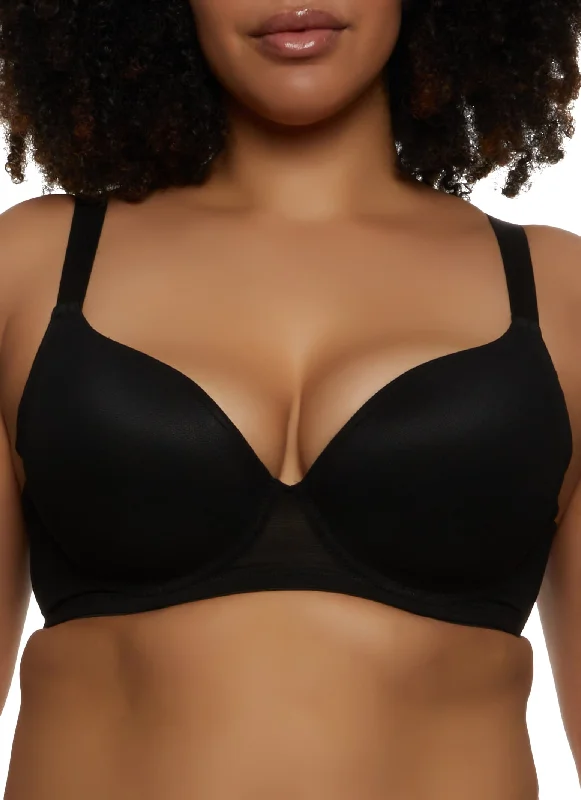 Huge Savings Plus Siz Mesh Plunge Bra