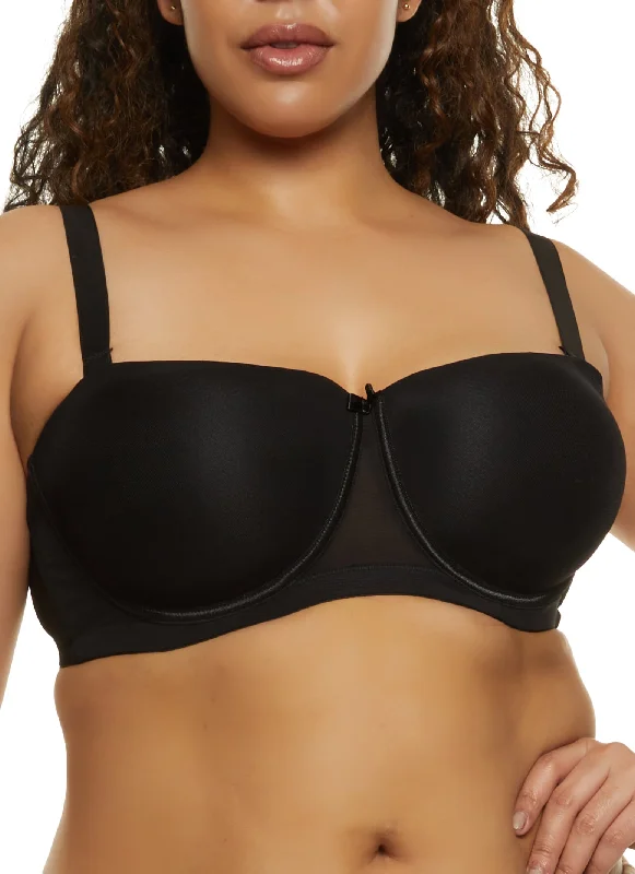 Today’s Deal Plus Size Basic Black Balconette Bra | Converts to Strapless