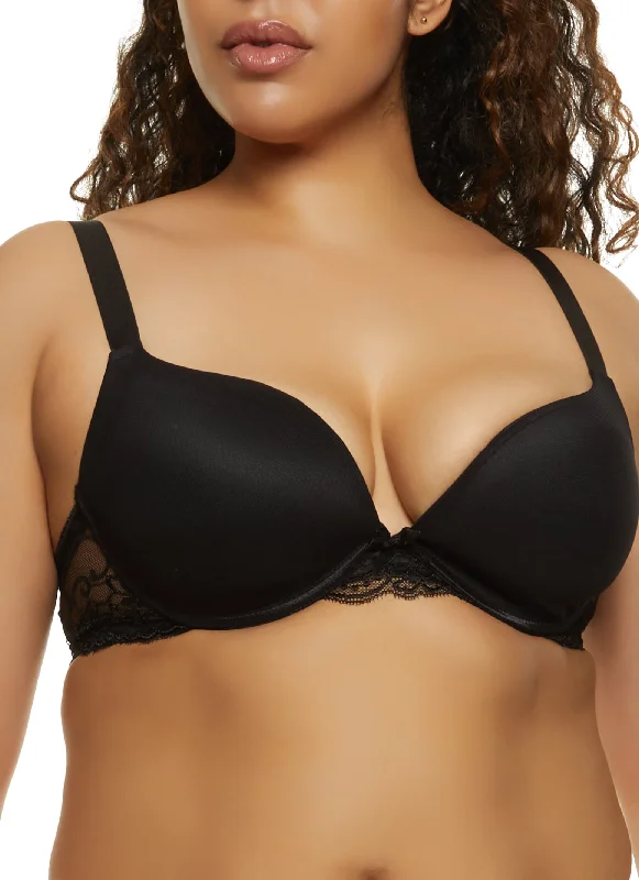 YEAR-End Clearance Plus Size Basic Black Plunge Bra