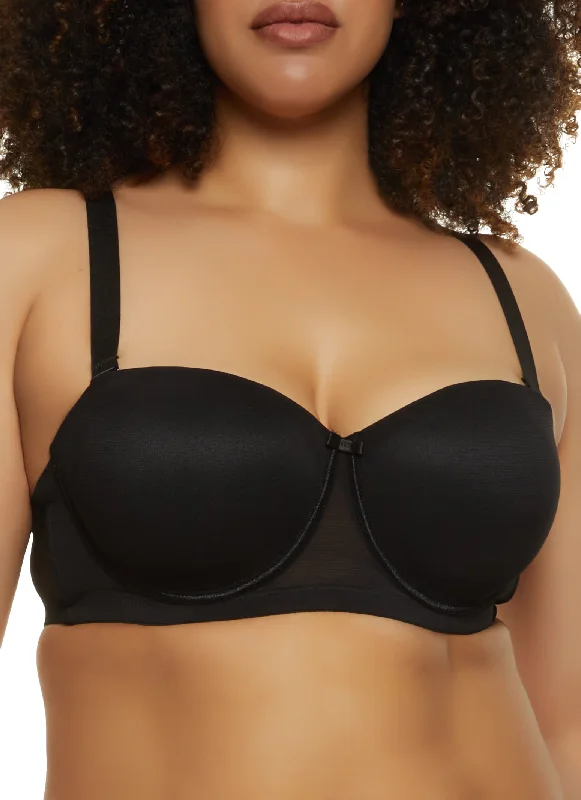 Weekend Bargains Galore Plus Size Basic Mesh Balconette Bra | Convertible to Strapless