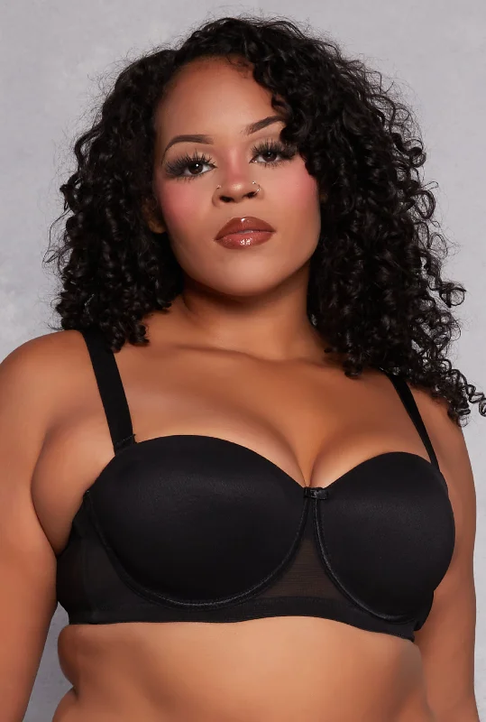 Instant Discount Plus Size Mesh Bow Balconette Bra | Convertible to Strapless