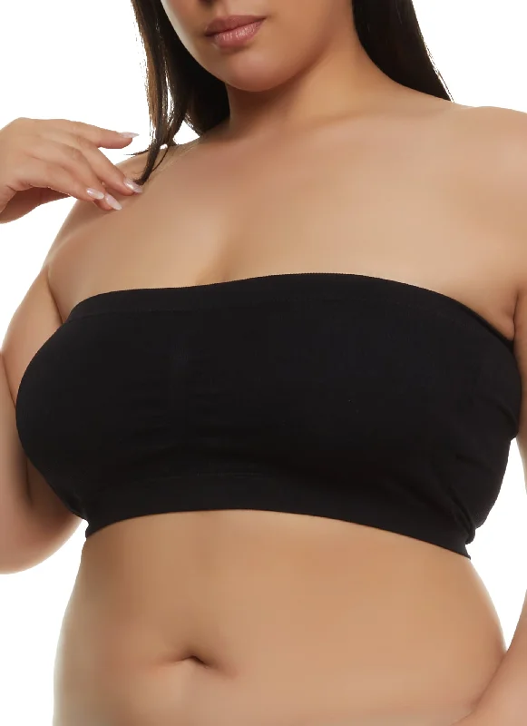 Online Specials Plus Size Ribbed Seamless Bandeau Bra