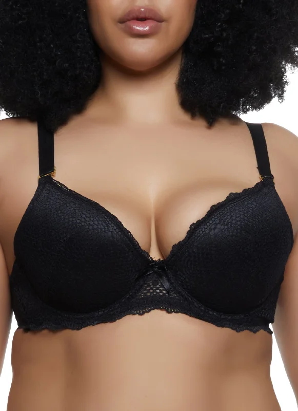 Final Sale Plus Size Solid Lace Convertible Plunge Bra