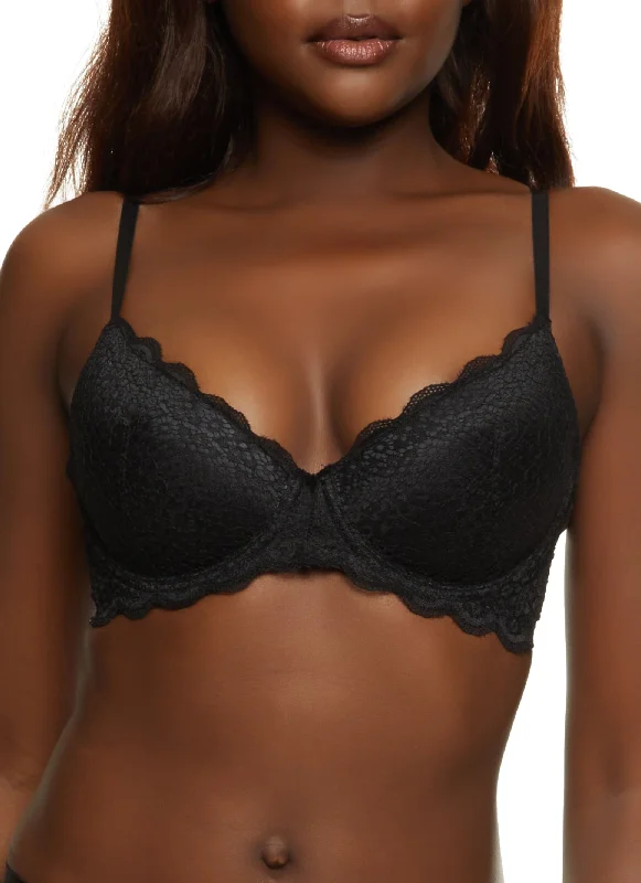 Special Price Scalloped Hem Lace Plunge Bra