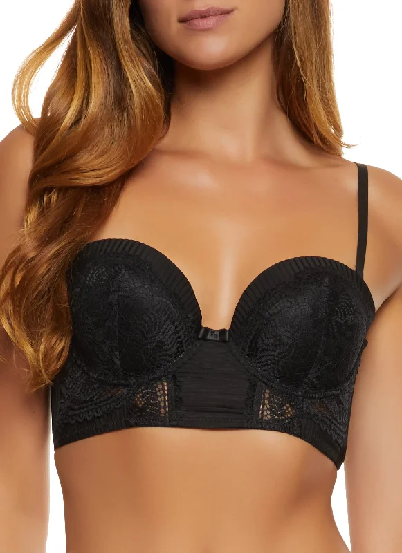 Blowout Deals Shadow Stripe Patterned Lace Balconette Bra | Converts to Strapless