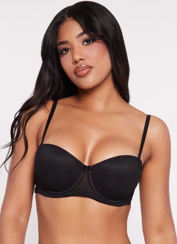 Low Price Solid Mesh Balconette Bra | Converts to Strapless