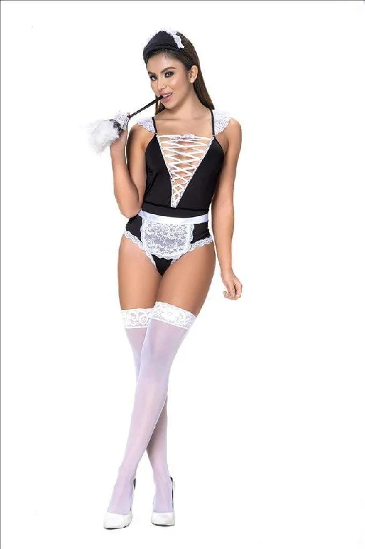Weekend Specials to Enjoy Sexy Maid with Lace Accents, Lace Apron Bodysuit & Headband Weekend Specials to Enjoy Sexy Maid with Lace Accents, Lace Apron Bodysuit & Headband