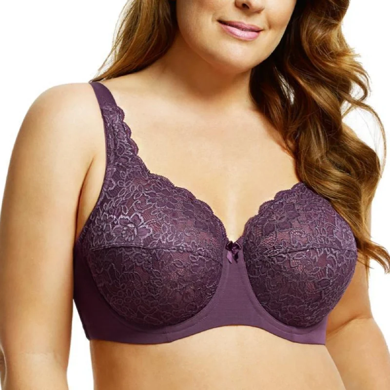 Don't Wait Full Coverage Stretch Lace Underwire Bra 2311 - Plum