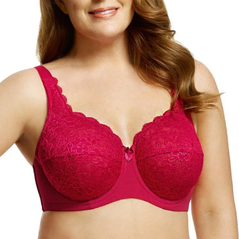 Price Break Full Coverage Stretch Lace Underwire Bra 2311 - Red