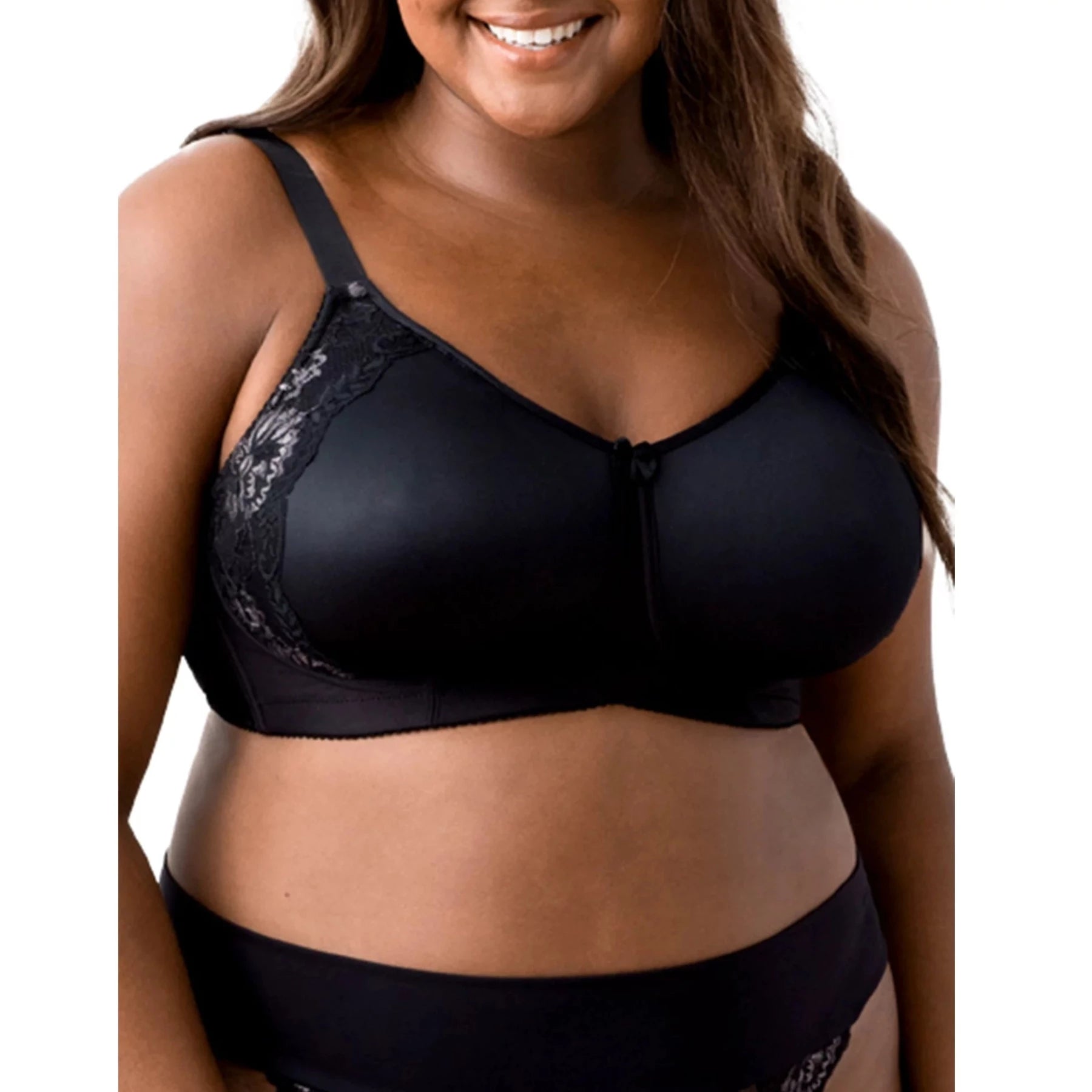 Weekend Deals That Sizzle Microfiber & Lace Molded Softcup Wireless Bra 1903 - Black