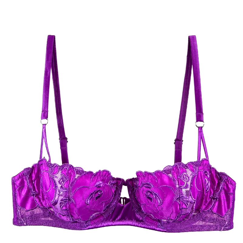 Special Promotion Fleur du Mal Rose Logo Embroidery Balconette Bra - Pink Iris
