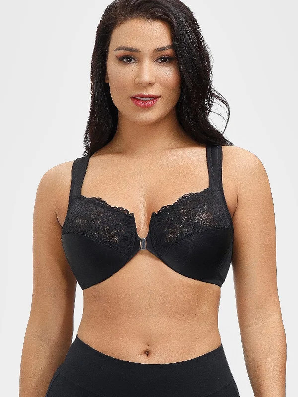 Year-End Clearance Front Closure Plus Size No Padded Underwire Bra Black