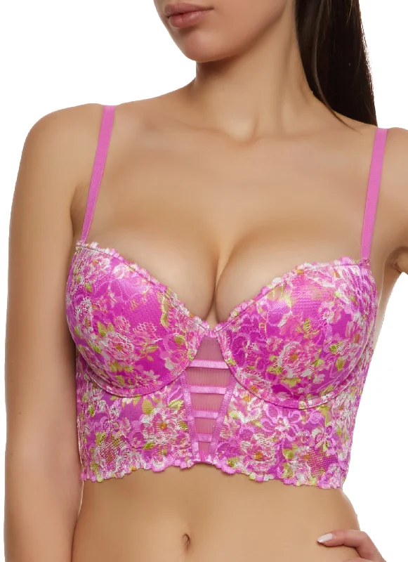 Exclusive Savings Floral Lace Caged Longline Plunge Bra