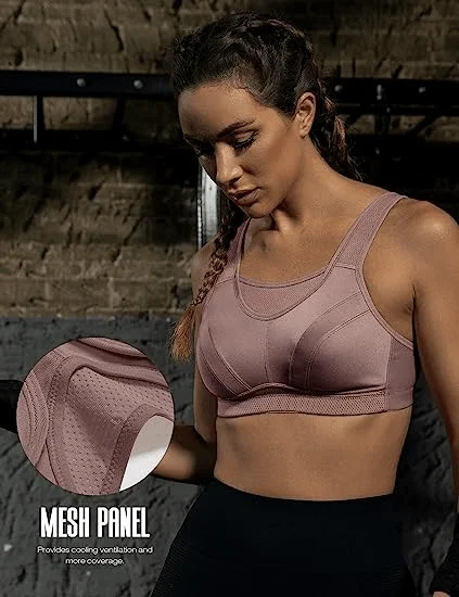 Deal of the Day Full Coverage Solid Absorb Breathable Wirefree Sports Bra Amber