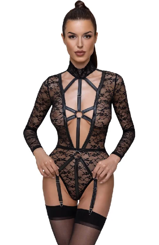 Special Price Lace bodysuit with harness look - Restricted Access