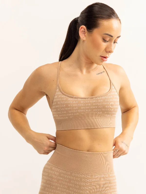 Weekend Specials to Relish Weekend Specials to Relish Logo Lux Seamless Sports Bra - Tan Weekend Specials to Relish Weekend Specials to Relish Logo Lux Seamless Sports Bra - Tan