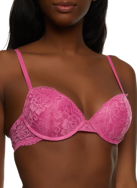 Special Price Caged Back Floral Lace Plunge Bra
