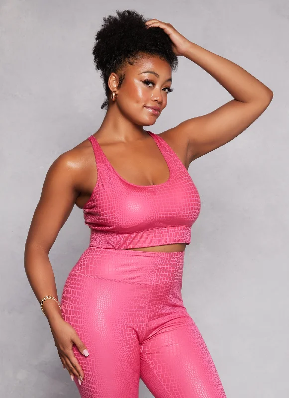Savings Galore Plus Size Faux Croc Print Racerback Sports Bra