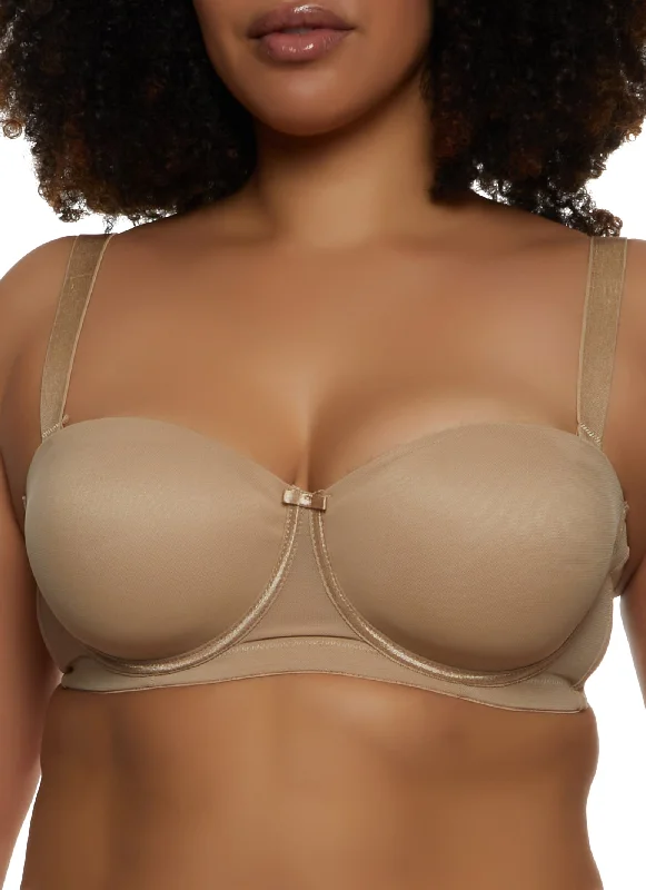 Best Choice Plus Size Mesh Bow Balconette Bra | Converts to Strapless
