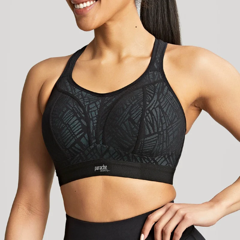 Hurry In Non Wired Sports Bra 7341C - Black/Ice Blue