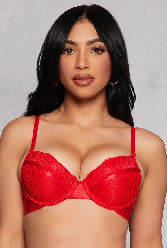 Blowout Sale Fishnet Lace Plunge Bra