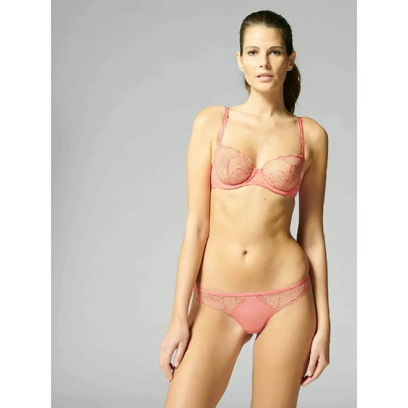 Weekend Discounts to Enjoy Reflet Sheer Demi Bra in Papaya