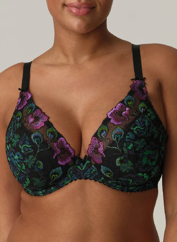 Midnight Sale San Angel Peacock Feather Half Padded Plunge Bra