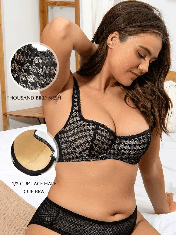 Quick Sale Push Up Balconette Half Cup Underwire Bra Black
