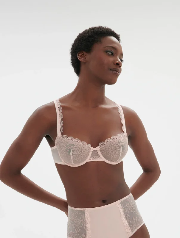 Exclusive Offer Simone Perele Singuliere Sheer Demi Bra in Petal Powder