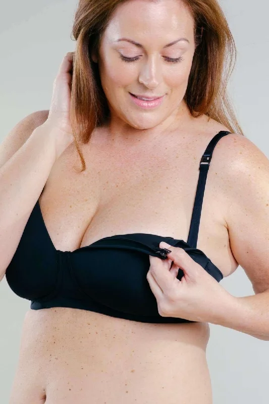 Special Buy SuperMom™ Fixed Padding Nursing And Pumping T-Shirt Bra | Black