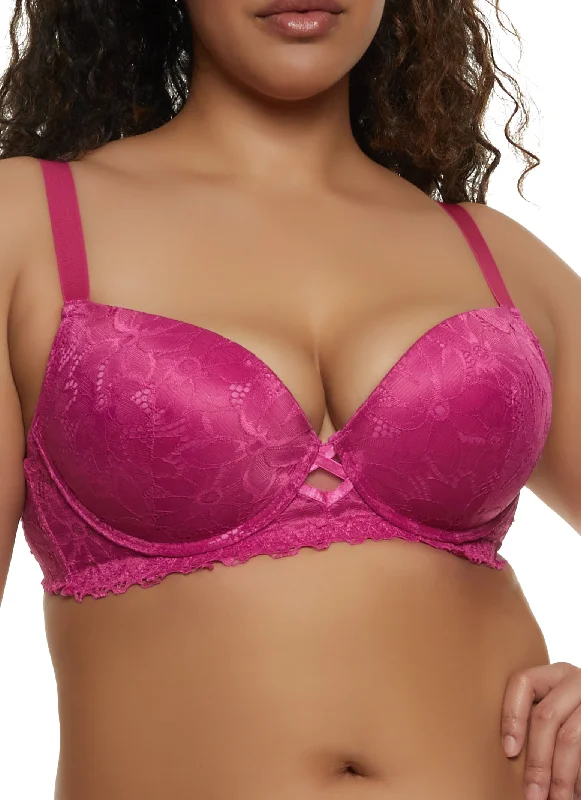 Savings Alert Plus Size Lace Caged Front Plunge Bra