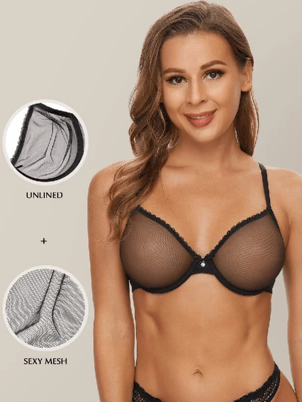 Crazy Deals Lace Plus Size Bra Underwire Unlined Brallet Black