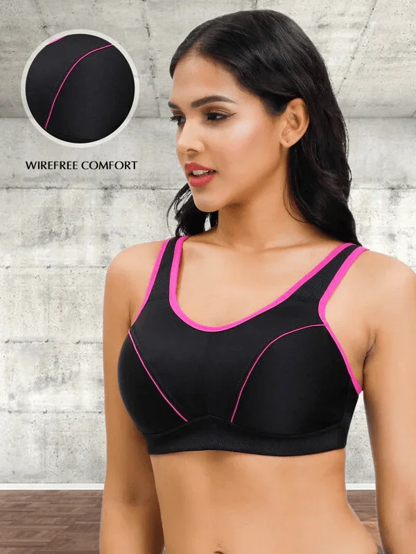 Weekend Specials Just for You High Support Non Padded Fashion Sports Bra Black