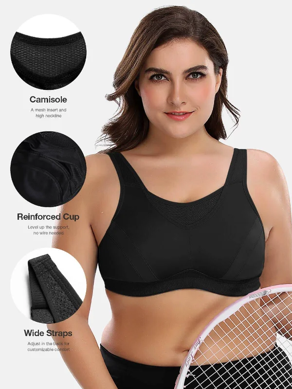 Last Chance Plus Size Non Padded Yoga Wirefree Sports Bra Black