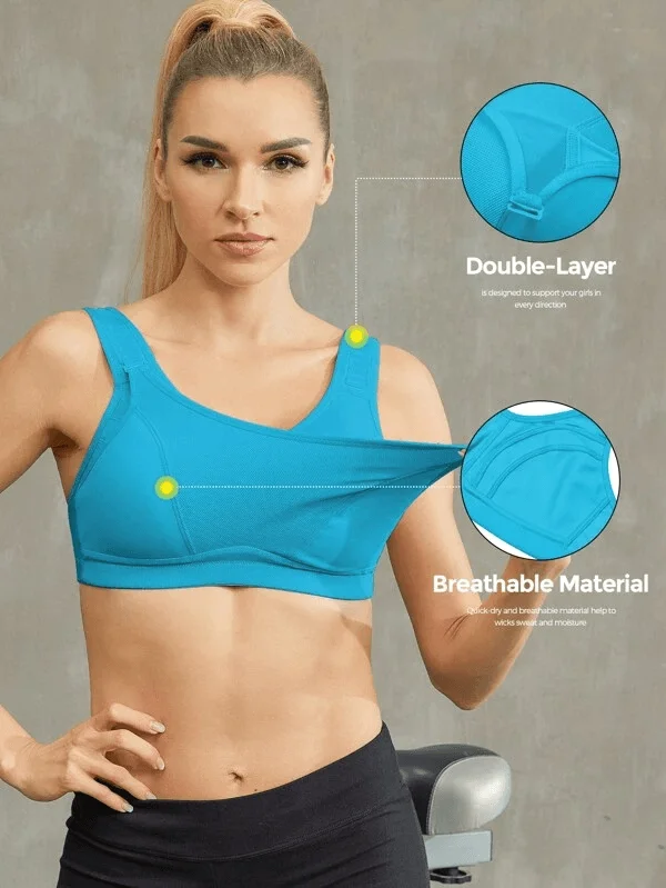 Online Exclusive High Impact Bounce Adjustable Workout Bra Blue